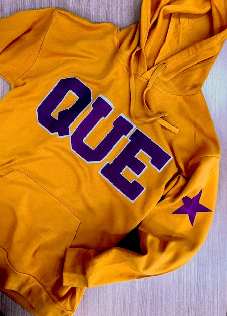 QUE Chenille Hooded Sweatshirt w/Number (Option)