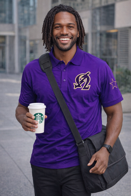 BIG HOPPING QUE EMBROIDERED Dual-blend Pique Polo