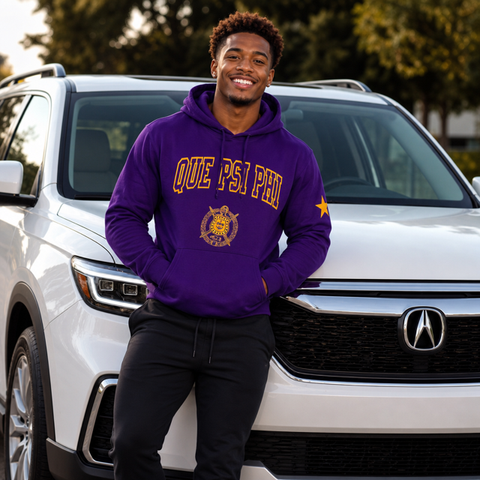 Que Psi Phi 68 Shield Hooded Sweatshirt
