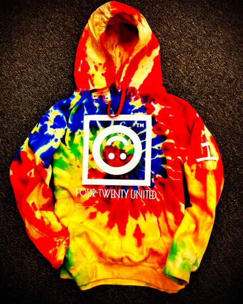 Four-Twenty UpsideDownSmileyFace Tye-dye Hoodie