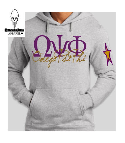 "Omega Psi Phi Greek Script Hoodie": Terry Fleece