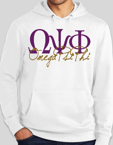 "Omega Psi Phi Greek Script Hoodie": Terry Fleece